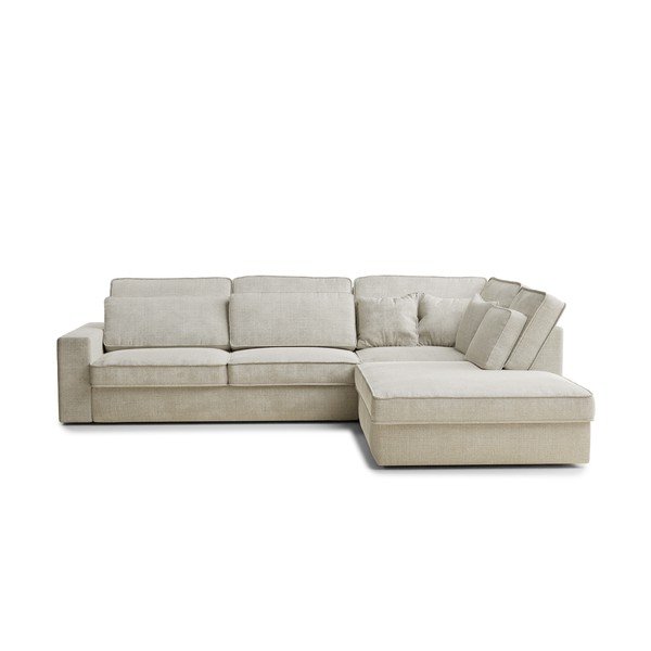 Szürkésbézs zsenília sarokkanapé (jobb oldali-L alakú) Kirou – Maison de Rêve