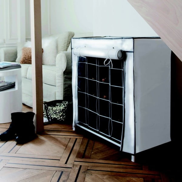 Shoes fekete-fehér textil cipőtartó állvány, 25 rekesz - Compactor-image-1