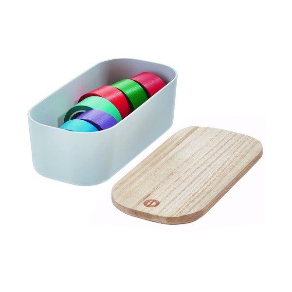 Eco szürke tárolódoboz paulownia fa fedéllel, 9 x 18,3 cm - iDesign-image-4