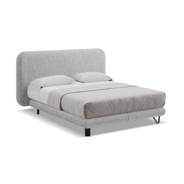 Világosszürke boxspring ágy 160x200 cm Ilima – Makamii-image-1