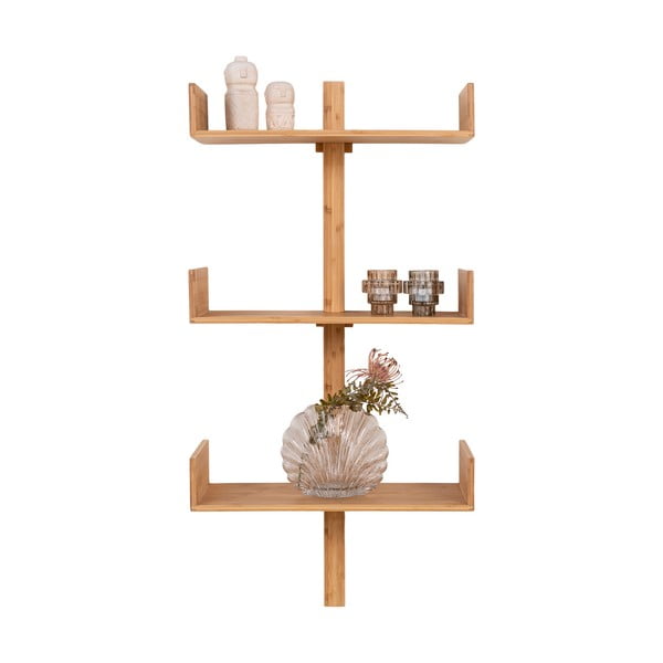Natúr színű többszintes bambusz fali polc 50 cm Villa – House Nordic-image-3