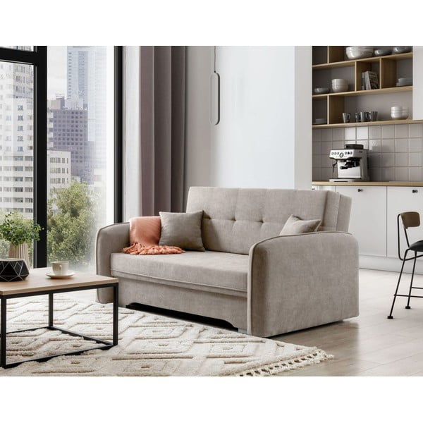 Bézs zsenília kinyitható-tárolóhelyes kanapé 155 cm Laine – ELTAP-image-3