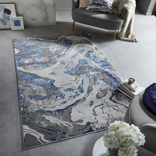 Kék-szürke szőnyeg 80x150 cm Marbled – Flair Rugs-image-1