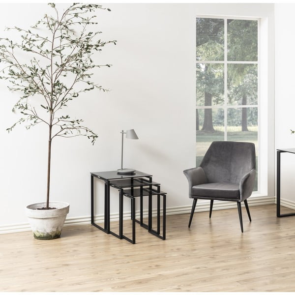 Katrine 3 db-os fekete dohányzóasztal szett - Actona-image-2