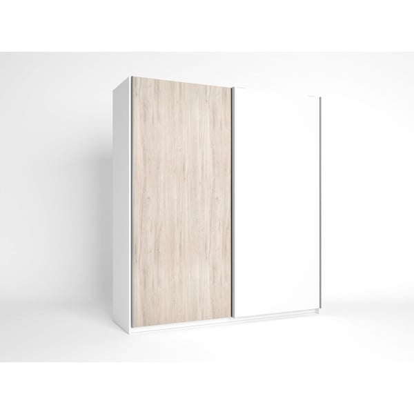 Fehér ruhásszekrény tölgyfa dekorral, tolóajtókkal 182x200 cm Sahara - Marckeric-image-2