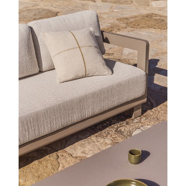Bézs-szürkésbarna alumínium háromszemélyes kerti lounge szett Nerano – Kave Home-image-3