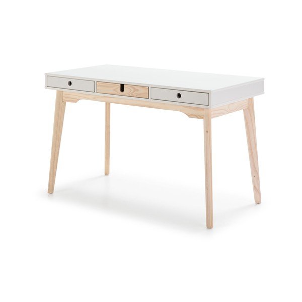Kiara fehér íróasztal borovi fenyő lábakkal - Marckeric-image-2