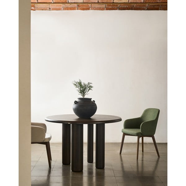 Krémszínű kárpitozott karfás étkezőfotel Nelida – Kave Home-image-2