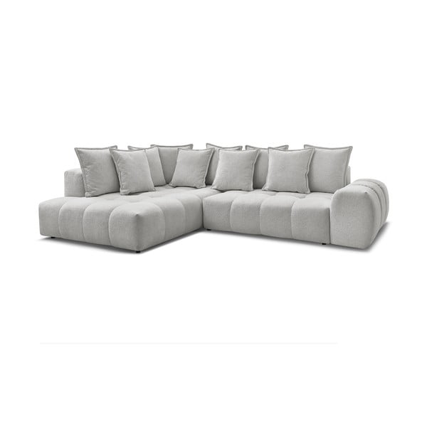 Világosszürke zsenília kinyitható-tárolóhelyes sarokkanapé (bal oldali-L alakú) Everest – Bobochic Paris-image-3