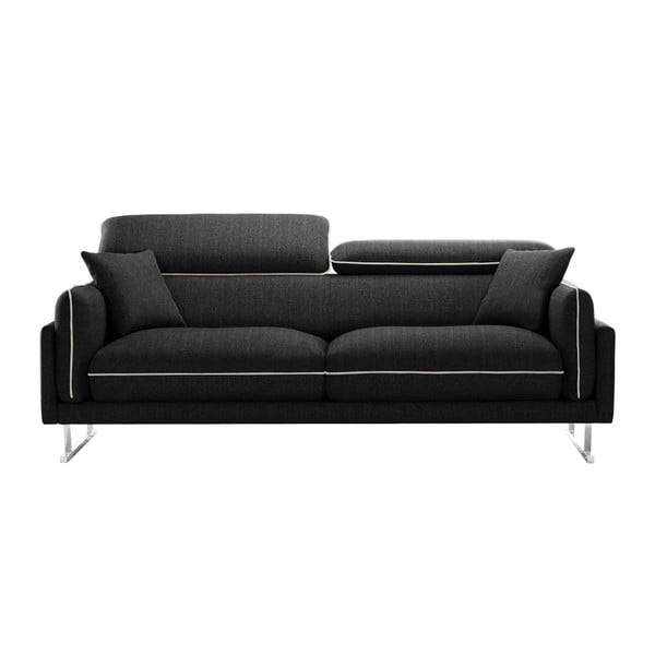 Gigi fekete 3 személyes kanapé krémszín szegéllyel - L'Officiel