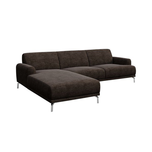 Puzo sötétbarna sarokkanapé bal oldali fekvőfotellel - MESONICA-image-1