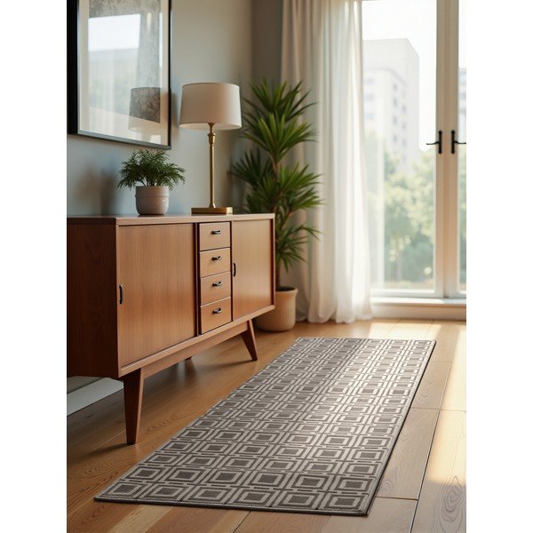 Szürke-krémszínű futószőnyeg 80x240 cm Perles Howlite – Elle Decoration-image-1