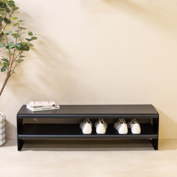 Fekete acél cipőtartó 101,5x28x31 cm Linea – Spinder Design-image-2