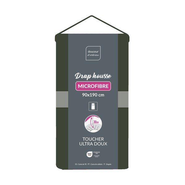 Khaki gumis mikroszálas lepedő 90x190 cm Oscar – douceur d'intérieur-image-1