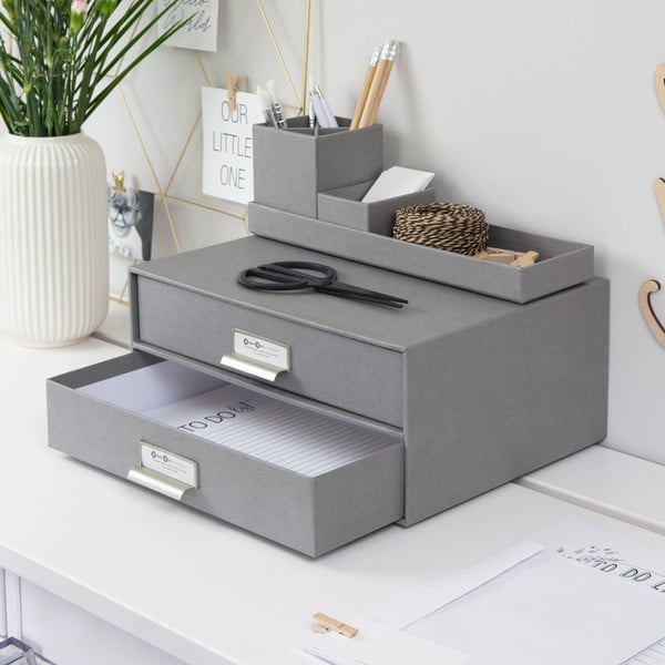 Birger szürke kétszintes irattartó, 33 x 22,5 cm - Bigso Box of Sweden-image-1