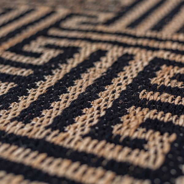 Fekete-natúr színű kézi szövésű jutakeverék szőnyeg 160x230 cm Meander Jute – Flair Rugs-image-1