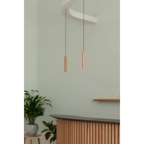 Tölgyfa LED függőlámpa fa búrával ø 3 cm Chimes – UMAGE-image-1