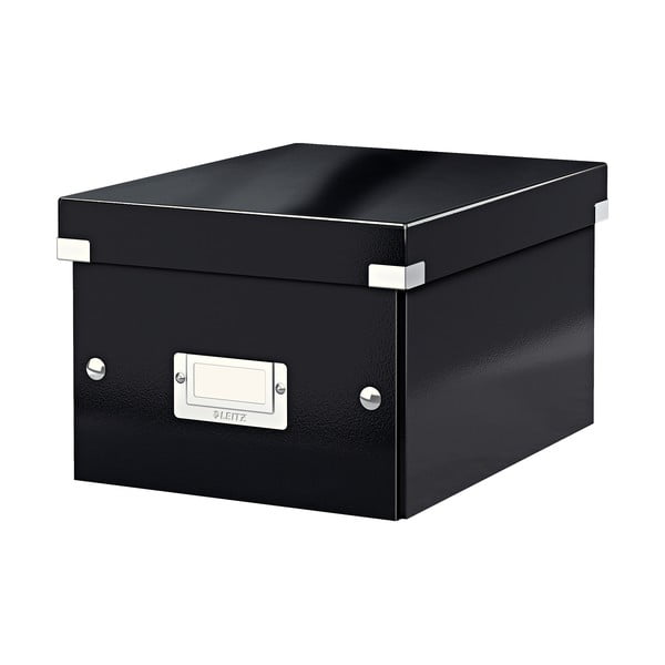 Fekete fedeles karton tárolódoboz 22x28x16 cm Click&Store – Leitz