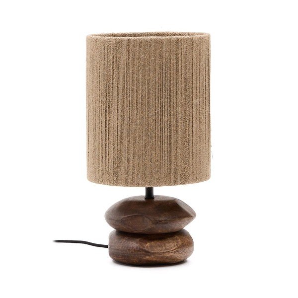 Sötét natúr színű akácfa asztali lámpa (magasság 43 cm) Kor – Kave Home
