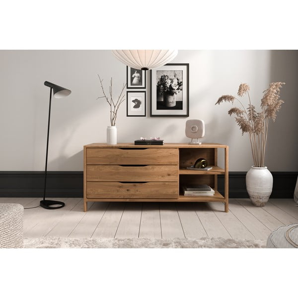 Natúr színű tölgyfa alacsony komód 140x64 cm Twig – The Beds-image-1