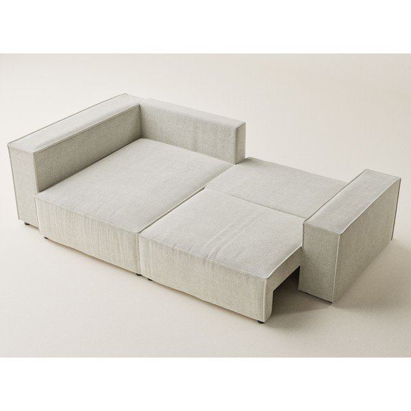 Krémszínű zsenília kinyitható-tárolóhelyes sarokkanapé (bal oldali-L alakú) Tonga – Maison de Rêve-image-3