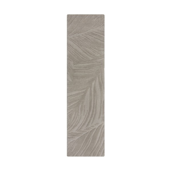 Világosszürke gyapjú futószőnyeg 60x230 cm Lino Leaf – Flair Rugs
