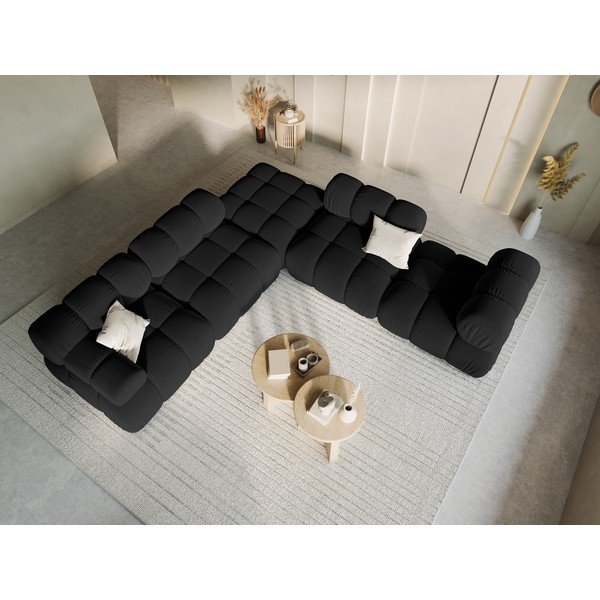 Fekete bársony kanapé modul (bal oldali) Bellis – Micadoni Home-image-1