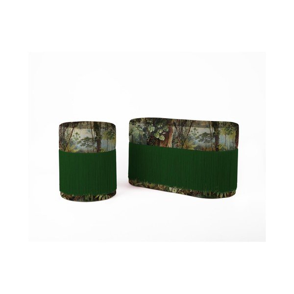 Trópusi mintás puff bársonyhuzattal - Velvet Atelier-image-1