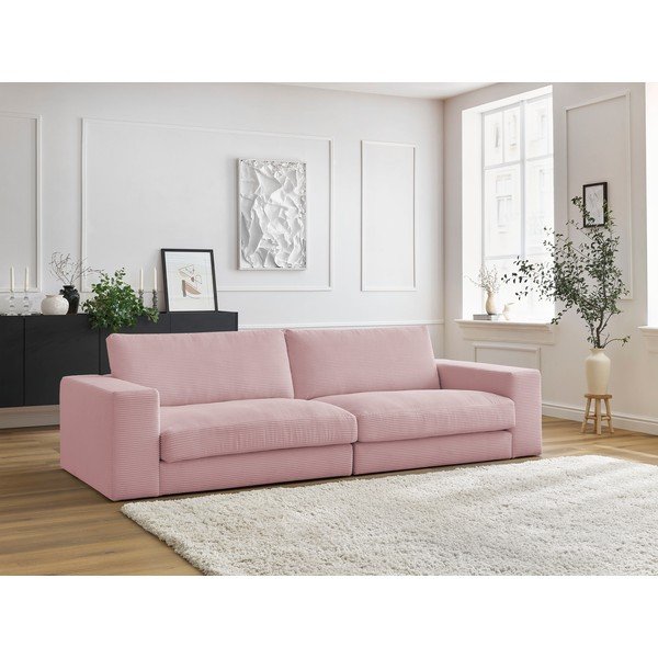 Rózsaszín kordbársony kanapé 274 cm Leonard – Bobochic Paris-image-1