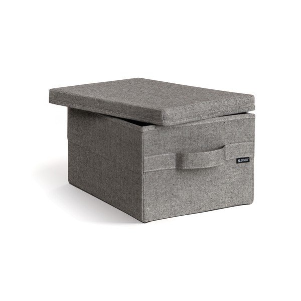Szürke fedeles textil tárolódoboz 27x36x19 cm Soft Storage Small – Bigso-image-2