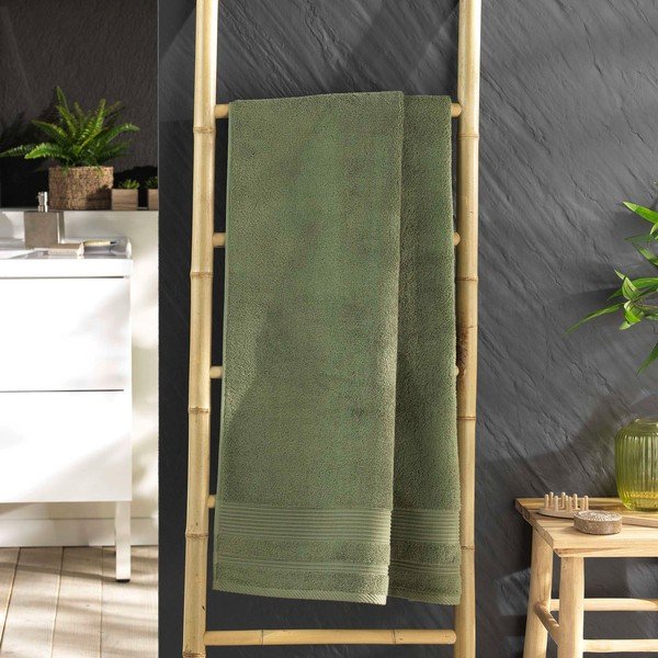 Khaki frottír pamut fürdőlepedő 70x130 cm Tendresse – douceur d'intérieur-image-1