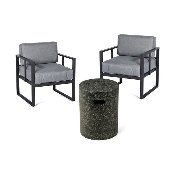 Bellisima grafitszürke kerti székek és fekete Loris asztal, ø 35 cm - Bonami Selection