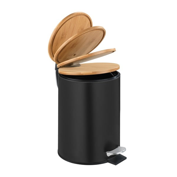Tortona fekete szemetes bambusz fedéllel, 3 l - Wenko-image-3