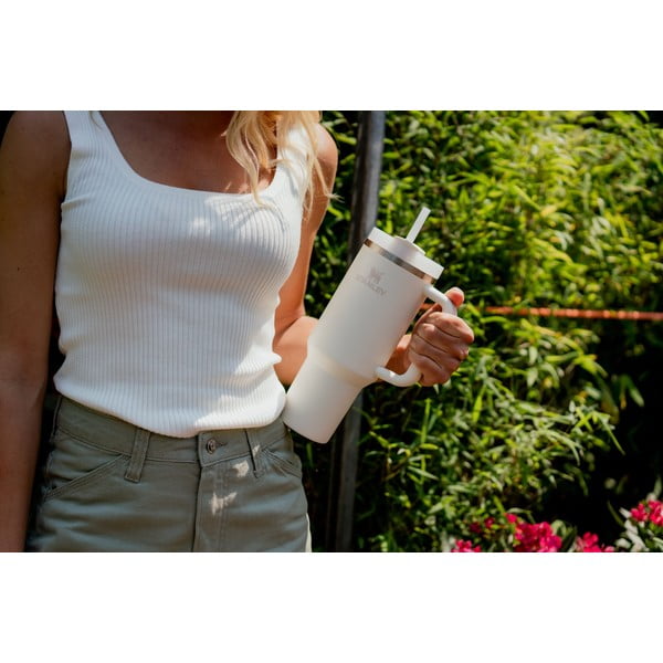 Világos rózsaszín rozsdamentes acél termosz szívószállal 1,18 l Quencher H2.0 FlowState Tumbler Rose Quartz – Stanley-image-1