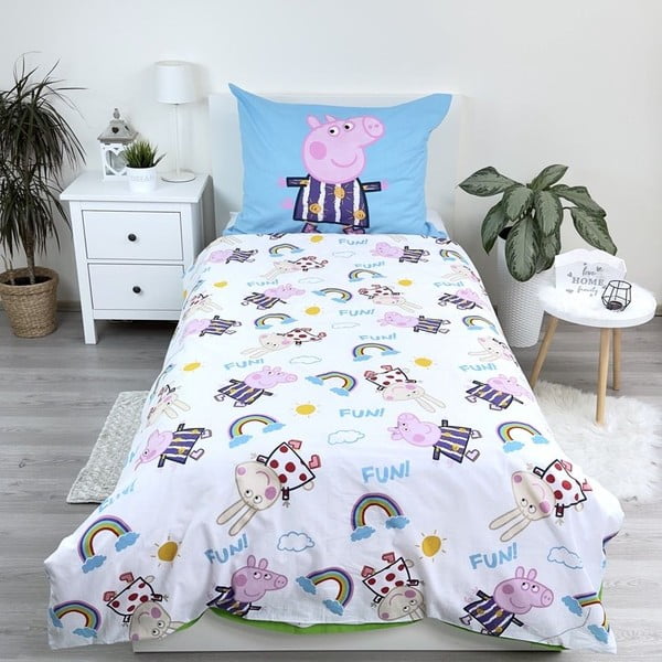 Egyszemélyes pamut gyerek ágyneműhuzat világító hatással 140x200 cm Peppa Pig – Jerry Fabrics-image-2