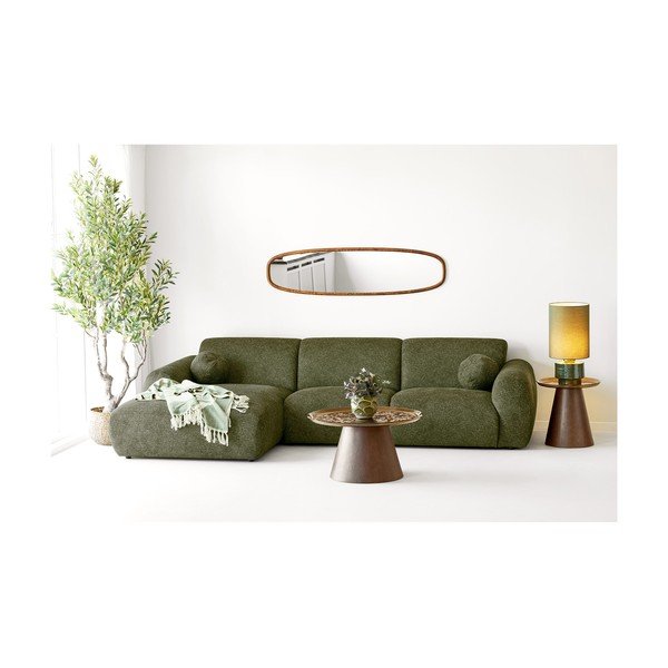 Zöld-bézs pamut takaró 130x180 cm Loni – House Nordic-image-1