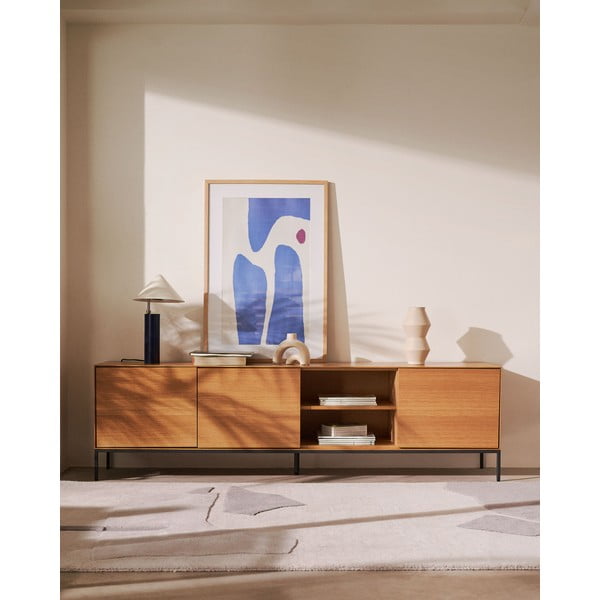 Natúr színű TV-állvány tölgyfa dekorral 195x55 cm Vedrana – Kave Home-image-1