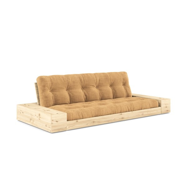 Mustársárga-világosbarna kordbársony kinyitható kanapé 244 cm Base – Karup Design