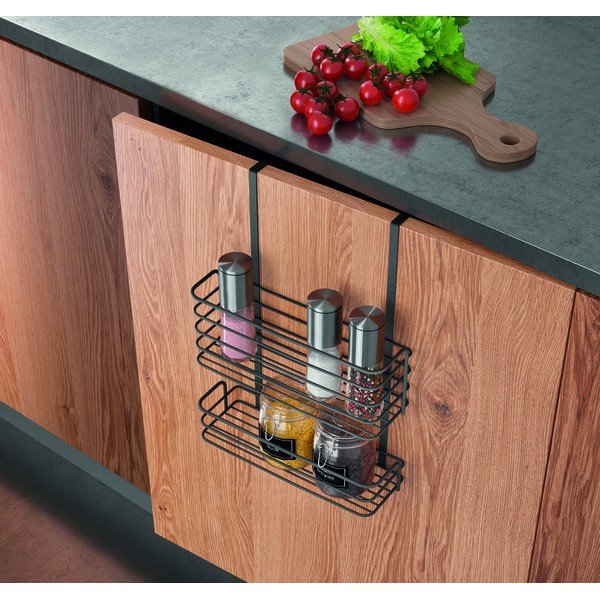 Galileo Lava Double fekete fém konyhai függőpolc - Metaltex-image-2