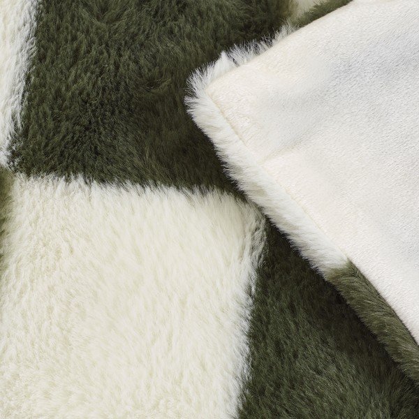 Fehér-zöld takaró 130x170 cm Cosy Soft Checkerboard – Catherine Lansfield-image-3