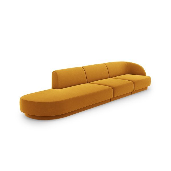 Mustársárga bársony kanapé 302 cm Miley – Micadoni Home-image-3