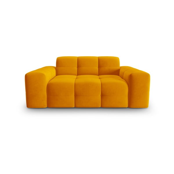 Okkersárga bársony kanapé 156 cm Kendal – Micadoni Home