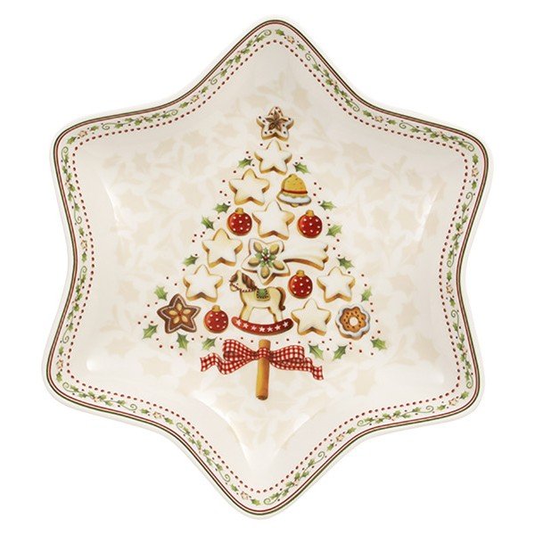Gingerbread Village piros-fehér porcelán karácsonyi csillag alakú tál, 4,5 4,5 cm - Villeroy & Boch-image-2