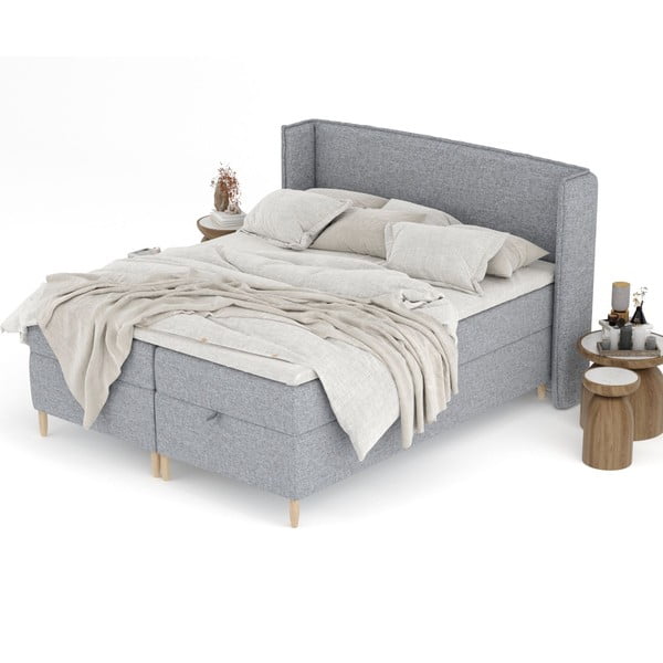 Szürke ágyneműtartós boxspring ágy 180x200 cm Monpelli – Maison de Rêve-image-4