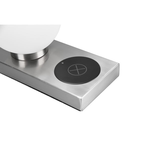 Ezüstszínű asztali lámpa vezeték nélküli töltővel (magasság 15 cm) Chloe – Reality-image-4