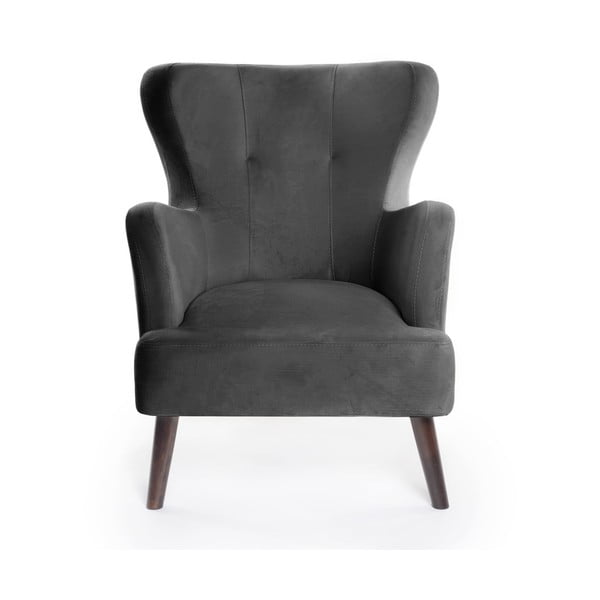 Sötétszürke bársony füles fotel Noemye – Bonami Selection-image-2