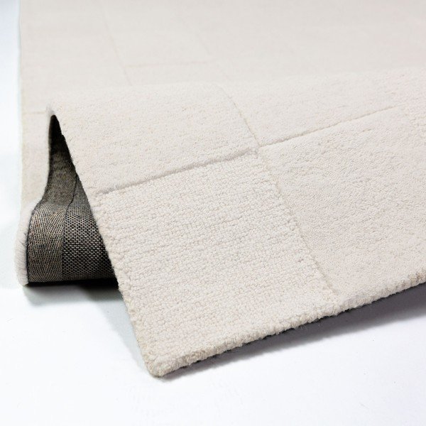 Elefántcsont színű kézi szövésű gyapjú szőnyeg 200x290 cm Checkerboard – Flair Rugs-image-3