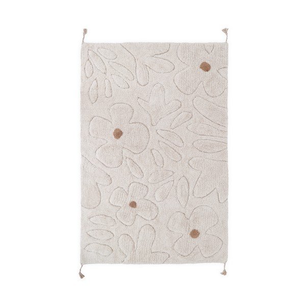Krémszínű mosható kézi szövésű pamut gyerek szőnyeg 120x180 cm Gentle Flora – Nattiot