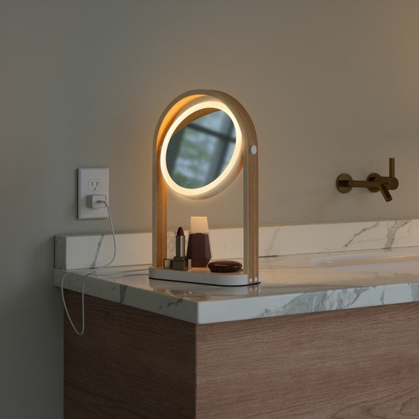 Kozmetikai tükör tömörfa kerettel (tízszeres nagyítás) 12x38 cm Bellwood – Umbra-image-3