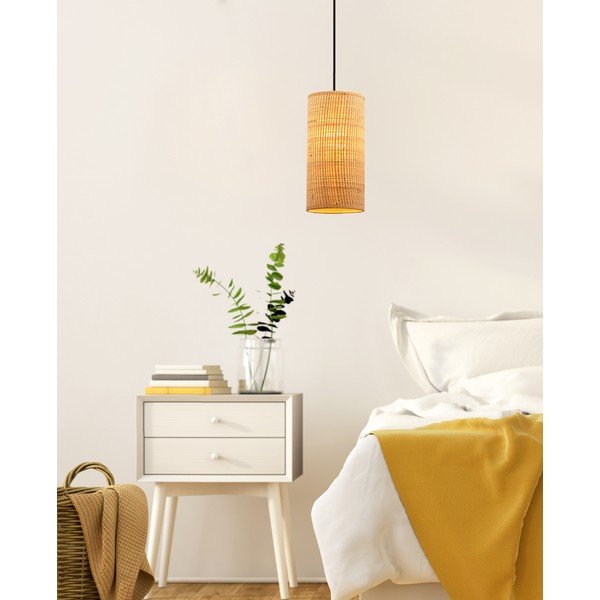Bézs függőlámpa rattan búrával ø 12 cm Fleri – Candellux Lighting-image-1
